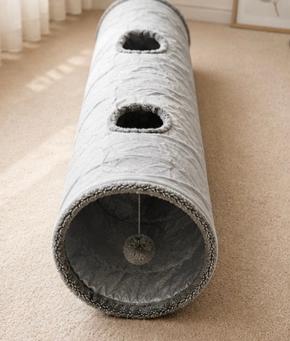 Luxury Grey Cat Play Tunnel – 130cm