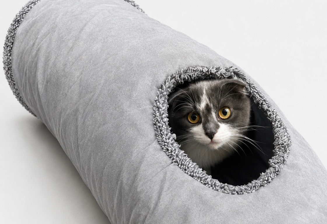 Luxury Grey Cat Play Tunnel – 130cm